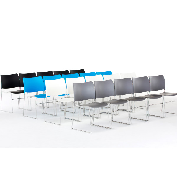 Nectar Plastic Seat And Back Skid Frame Stacking Chair